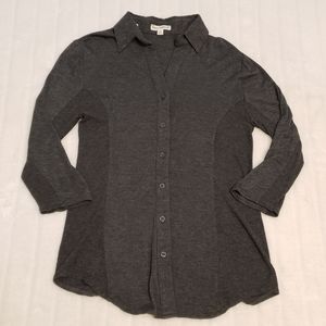 Zenana Outfitters Dark Gray Rayon Button Down Shirt